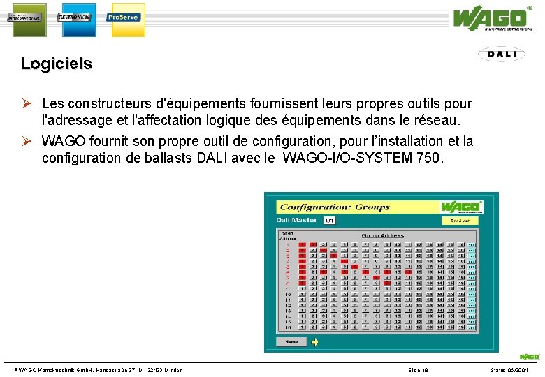 Logiciels Les constructeurs d'équipements fournissent leurs propres outils pour l'adressage et l'affectation logique des