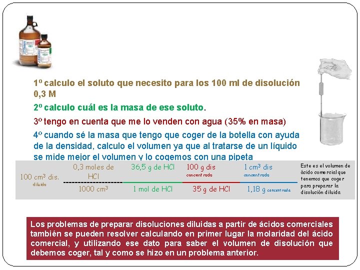 1º calculo el soluto que necesito para los 100 ml de disolución 0, 3