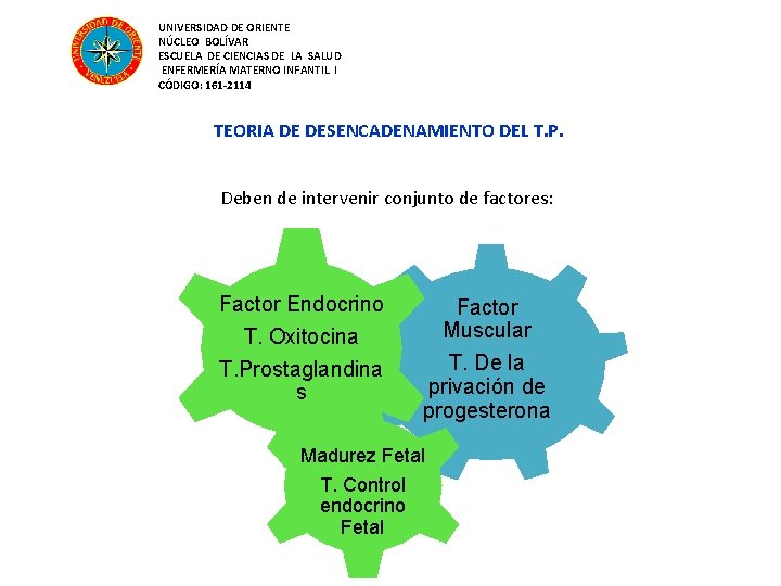 UNIVERSIDAD DE ORIENTE NÚCLEO BOLÍVAR ESCUELA DE CIENCIAS DE LA SALUD ENFERMERÍA MATERNO INFANTIL