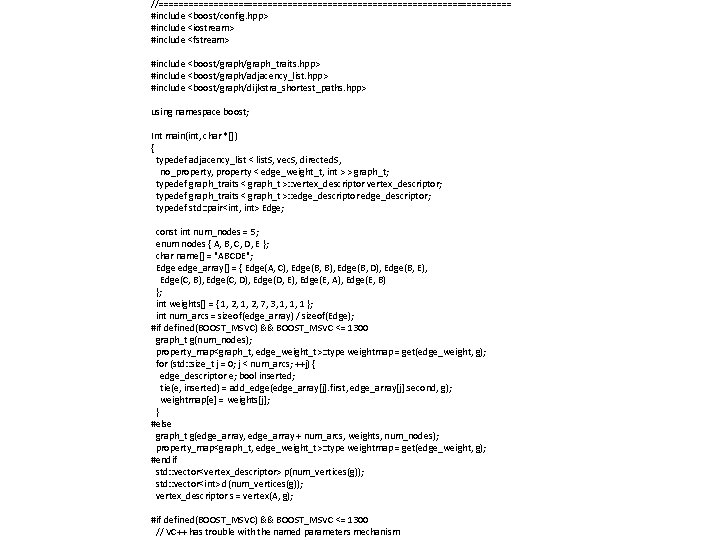 //==================================== #include <boost/config. hpp> #include <iostream> #include <fstream> #include <boost/graph_traits. hpp> #include <boost/graph/adjacency_list. hpp>