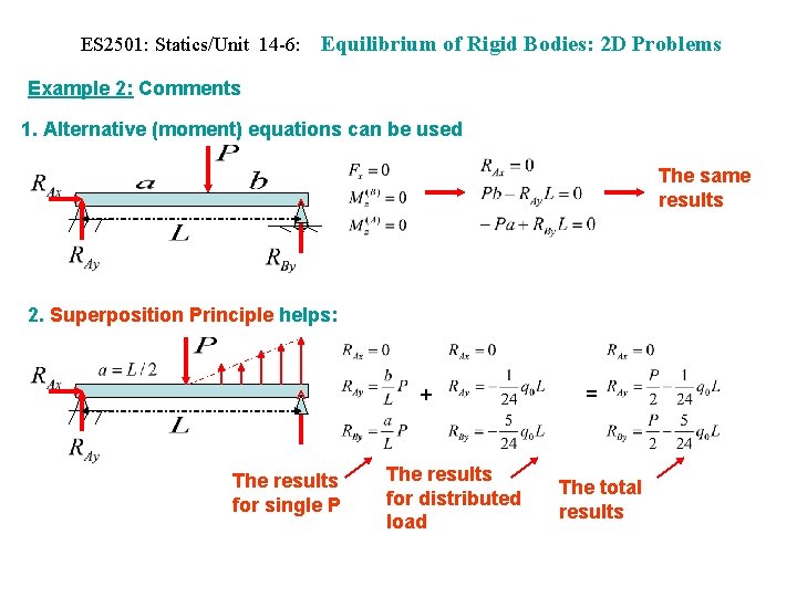 ES 2501: Statics/Unit 14 -6: Equilibrium of Rigid Bodies: 2 D Problems Example 2: