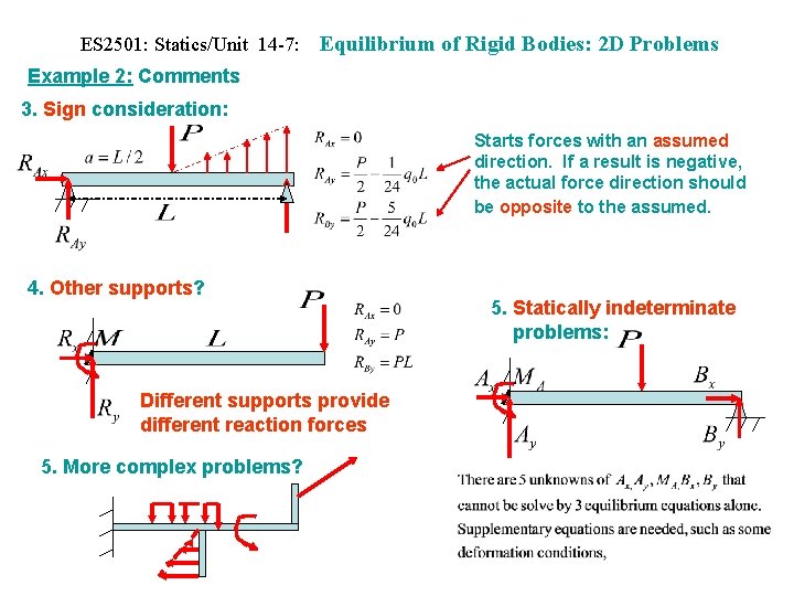 ES 2501: Statics/Unit 14 -7: Equilibrium of Rigid Bodies: 2 D Problems Example 2: