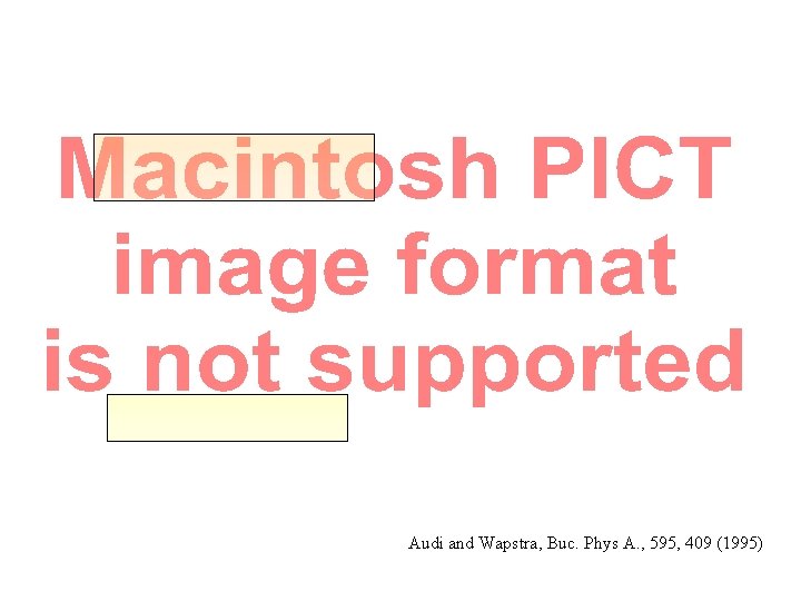 BE Audi and Wapstra, Buc. Phys A. , 595, 409 (1995) 