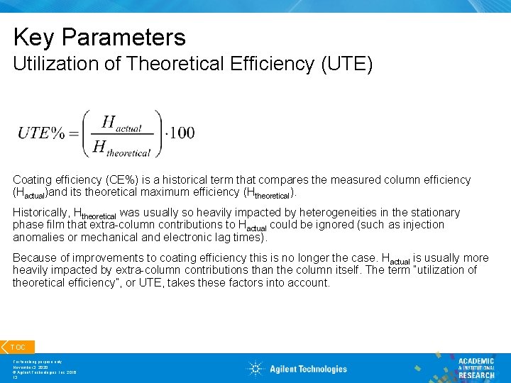 Key Parameters Utilization of Theoretical Efficiency (UTE) Coating efficiency (CE%) is a historical term