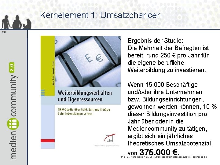 Kernelement 1: Umsatzchancen /40 Ergebnis der Studie: Die Mehrheit der Befragten ist bereit, rund