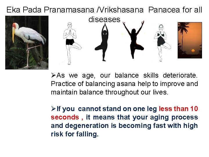 Eka Pada Pranamasana /Vrikshasana Panacea for all diseases ØAs we age, our balance skills