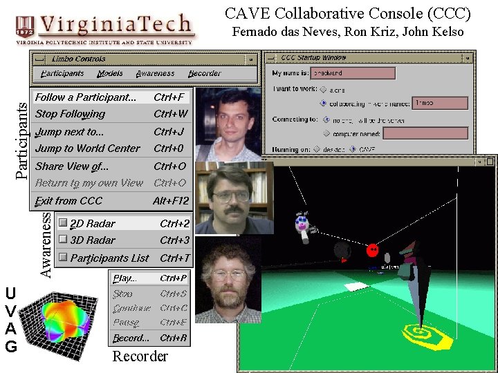 CAVE Collaborative Console (CCC) Awareness Participants Fernado das Neves, Ron Kriz, John Kelso U