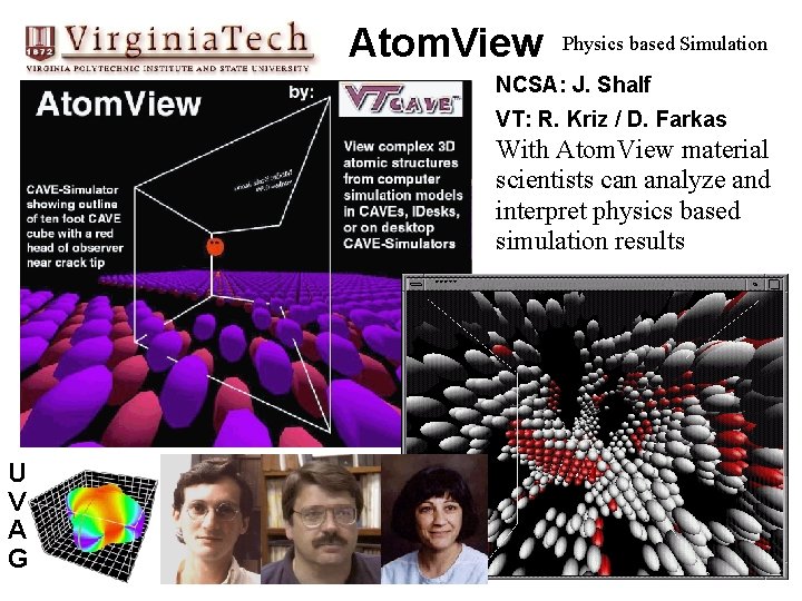 Atom. View Physics based Simulation NCSA: J. Shalf VT: R. Kriz / D. Farkas