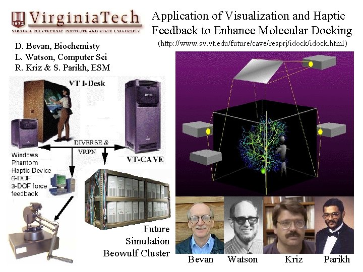 Application of Visualization and Haptic Feedback to Enhance Molecular Docking D. Bevan, Biochemisty L.