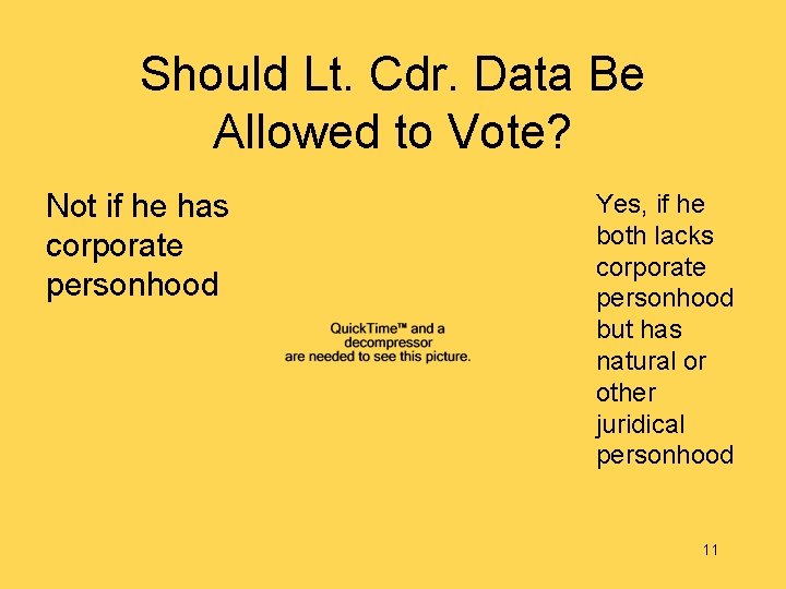 Should Lt. Cdr. Data Be Allowed to Vote? Not if he has corporate personhood