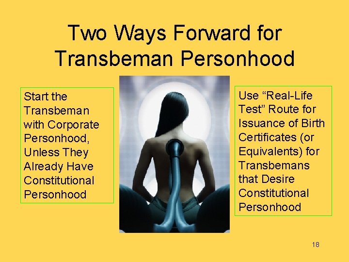 Two Ways Forward for Transbeman Personhood Start the Transbeman with Corporate Personhood, Unless They