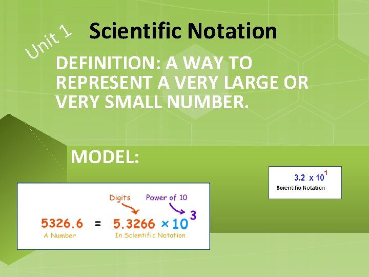 Scientific Notation 1 t i Un DEFINITION: A WAY TO REPRESENT A VERY LARGE Scientific Notation 1 t i Un DEFINITION: A WAY TO REPRESENT A VERY LARGE