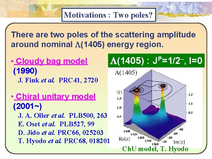 Motivations : Two poles? There are two poles of the scattering amplitude around nominal