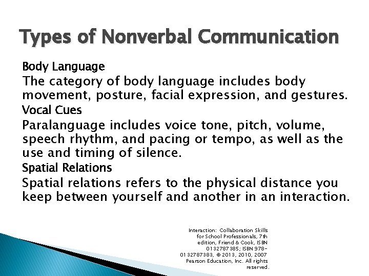 Types of Nonverbal Communication Body Language The category of body language includes body movement,