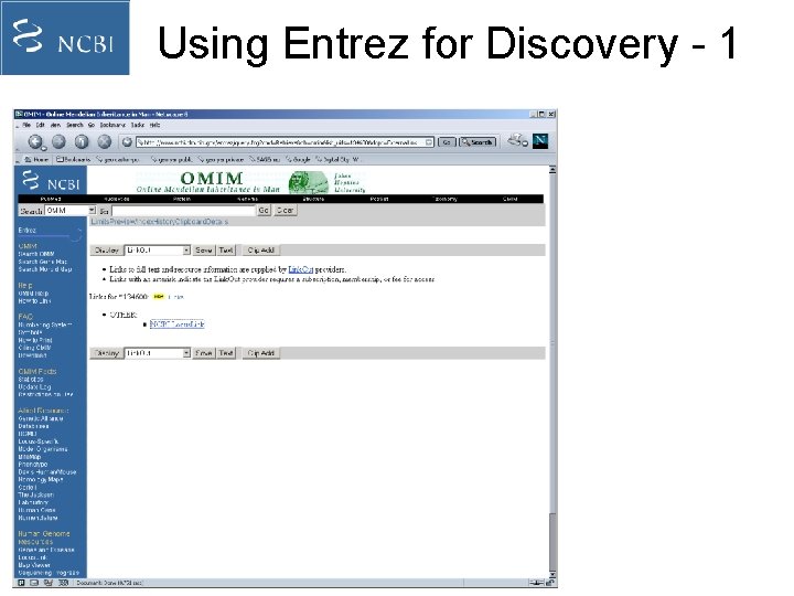 Using Entrez for Discovery - 1 