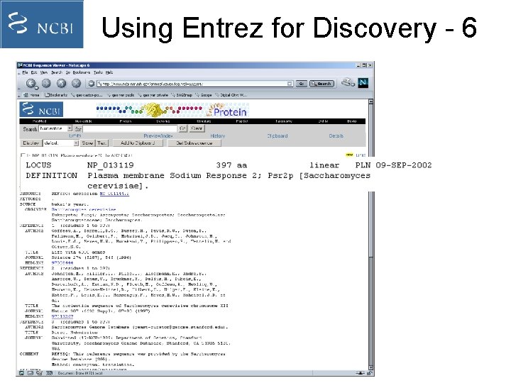 Using Entrez for Discovery - 6 