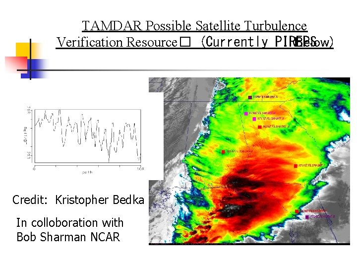 TAMDAR Possible Satellite Turbulence Verification Resource� (Currently PIREPS Below) Credit: Kristopher Bedka In colloboration