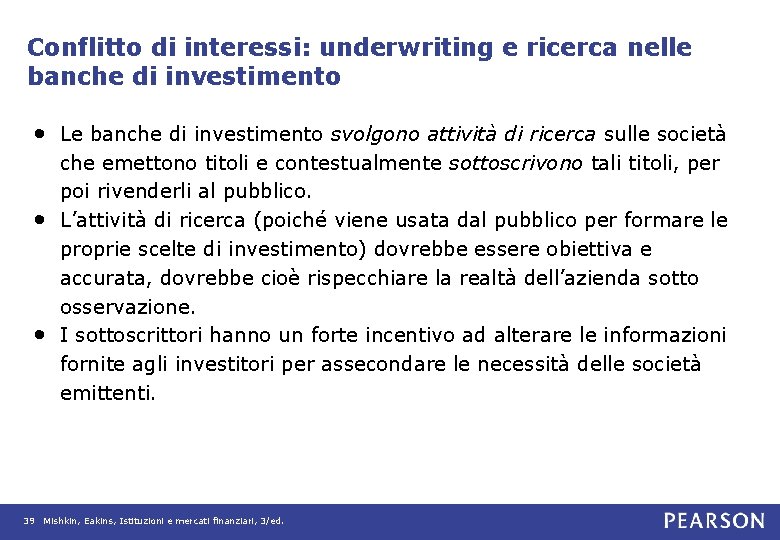 Conflitto di interessi: underwriting e ricerca nelle banche di investimento • Le banche di