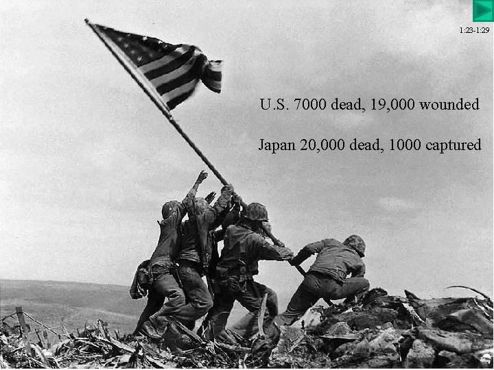 1: 23 -1: 29 U. S. 7000 dead, 19, 000 wounded Japan 20, 000