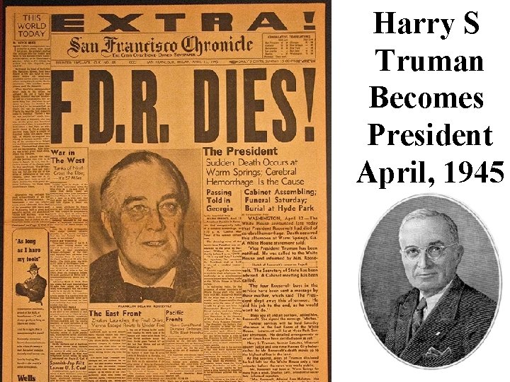 Harry S Truman Becomes President April, 1945 