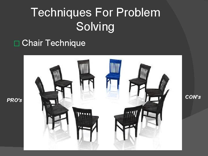 Techniques For Problem Solving � Chair Technique PRO’s CON’s 