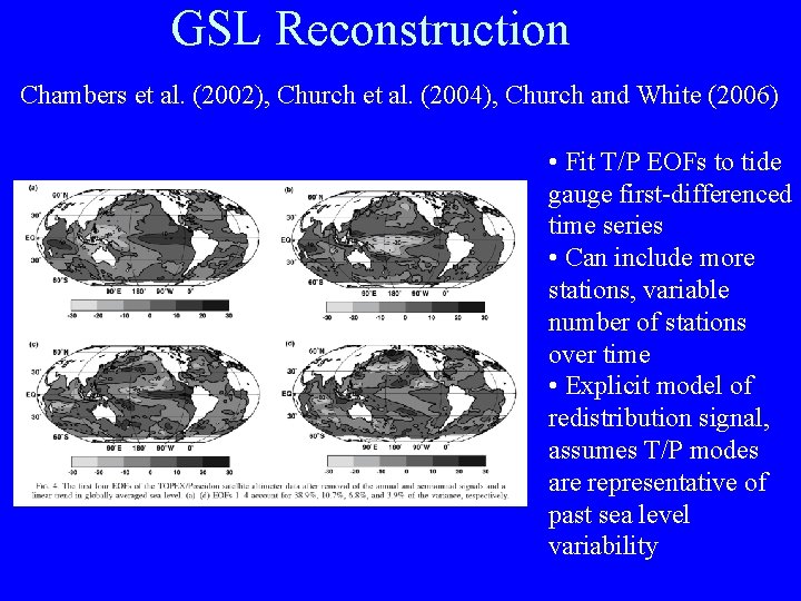 GSL Reconstruction Chambers et al. (2002), Church et al. (2004), Church and White (2006)