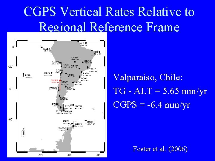 CGPS Vertical Rates Relative to Regional Reference Frame Valparaiso, Chile: TG - ALT =