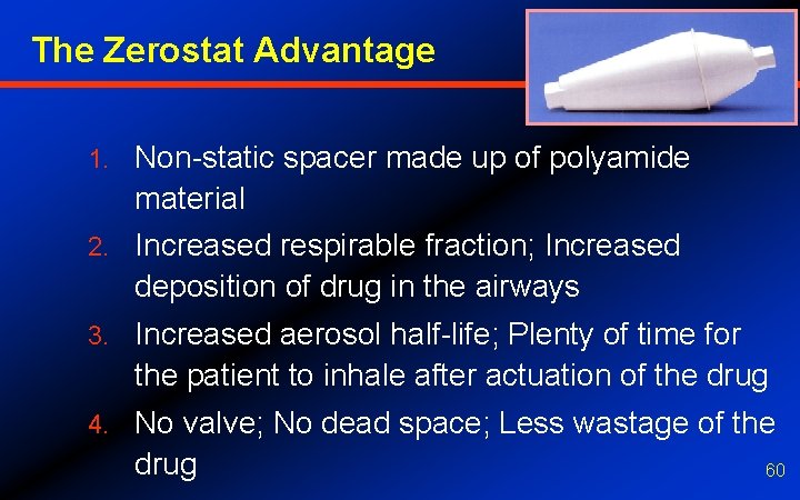 The Zerostat Advantage 1. Non-static spacer made up of polyamide material 2. Increased respirable