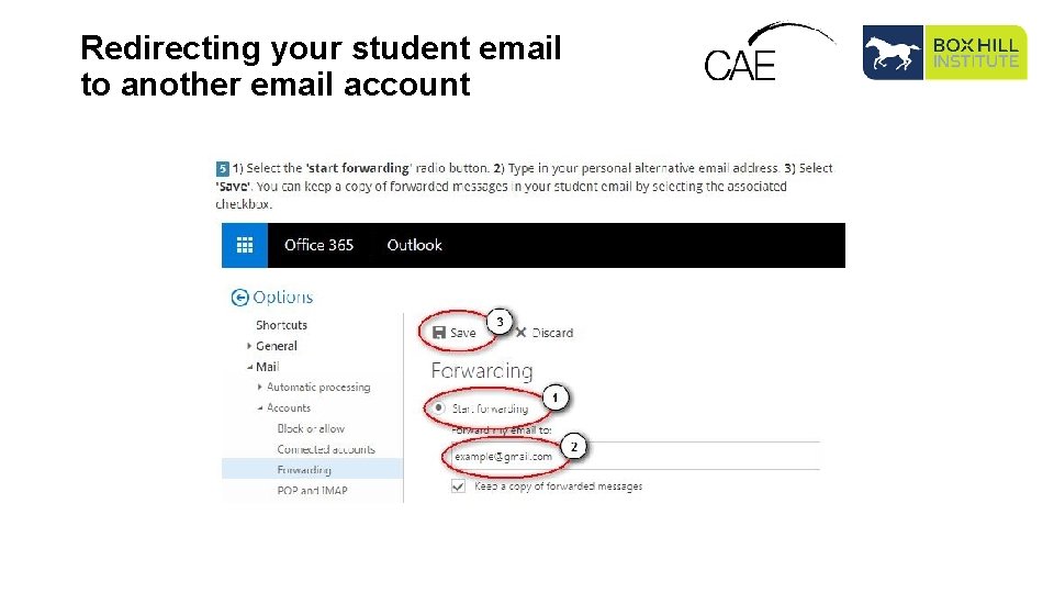 Redirecting your student email to another email account 