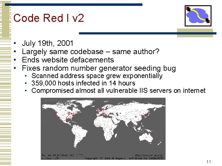 Code Red I v 2 • • July 19 th, 2001 Largely same codebase