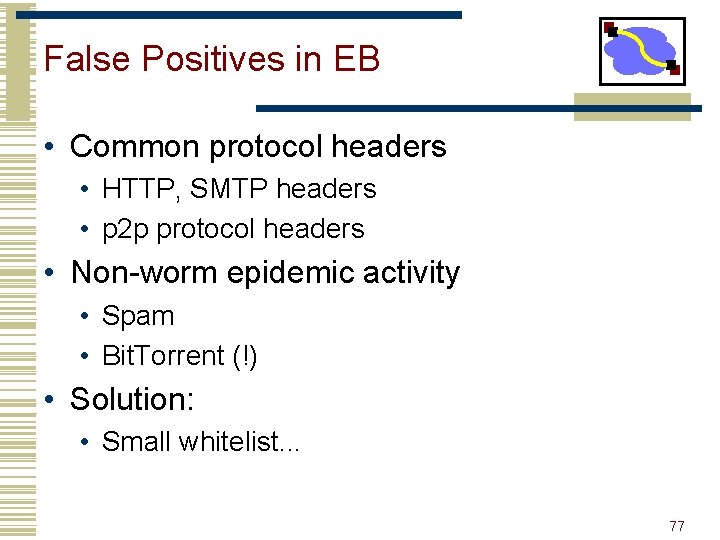 False Positives in EB • Common protocol headers • HTTP, SMTP headers • p