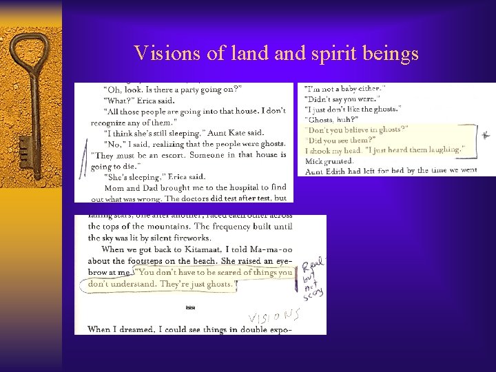 Visions of land spirit beings 