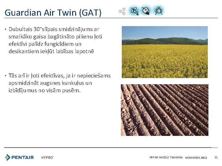 Guardian Air Twin (GAT) • Dubultais 30°slīpais smidzinājums ar smalkāko gaisa bagātināto pilienu ļoti