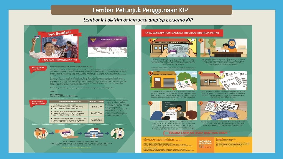 Lembar Petunjuk Penggunaan KIP Lembar ini dikirim dalam satu amplop bersama KIP 