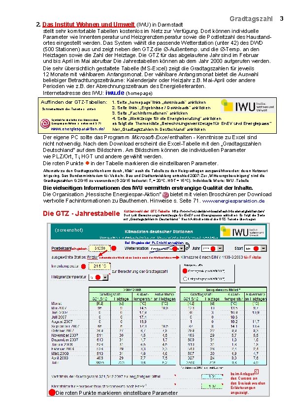 2. Das Institut Wohnen und Umwelt (IWU) in Darmstadt Gradtagszahl stellt sehr komfortable Tabellen