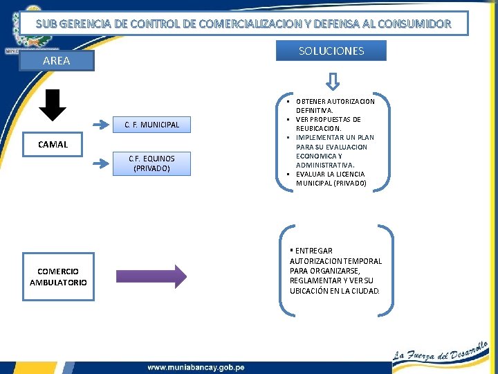 SUB GERENCIA DE CONTROL DE COMERCIALIZACION Y DEFENSA AL CONSUMIDOR SOLUCIONES AREA C. F.