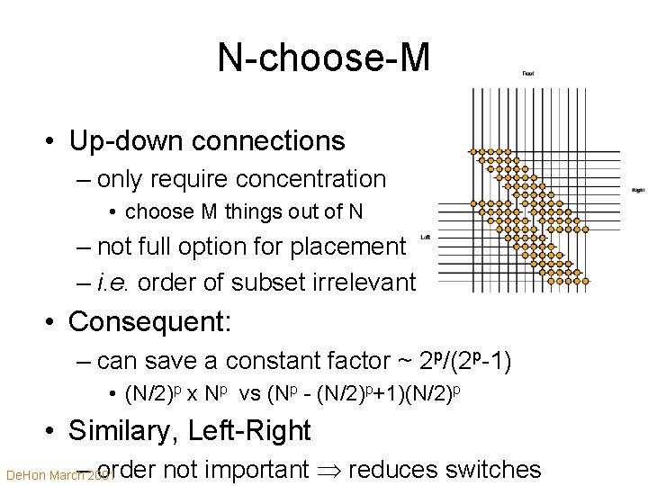 N-choose-M • Up-down connections – only require concentration • choose M things out of
