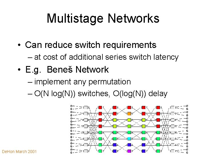 Multistage Networks • Can reduce switch requirements – at cost of additional series switch