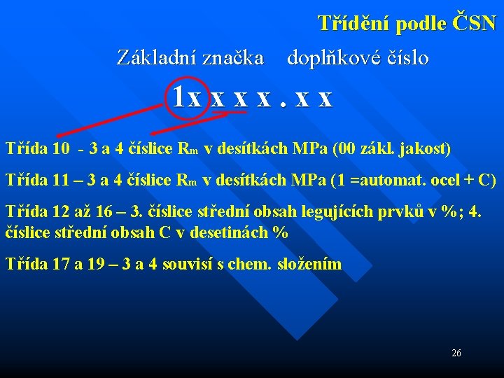 Třídění podle ČSN Základní značka doplňkové číslo 1 x x x x Třída 10