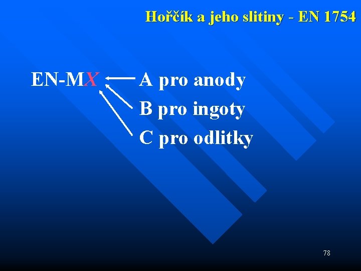 Hořčík a jeho slitiny - EN 1754 EN-MX A pro anody B pro ingoty