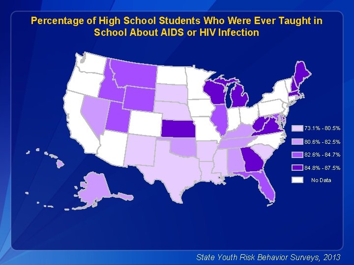 Percentage of High School Students Who Were Ever Taught in School About AIDS or