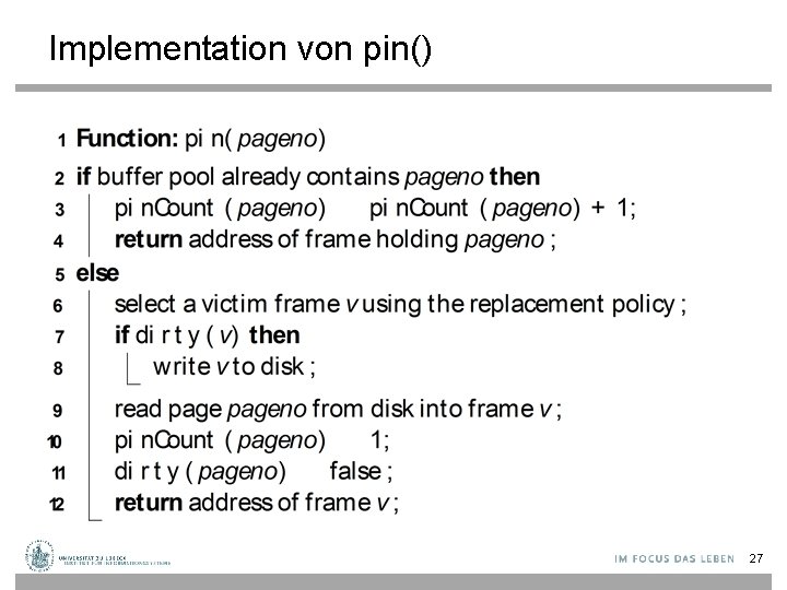 Implementation von pin() 27 