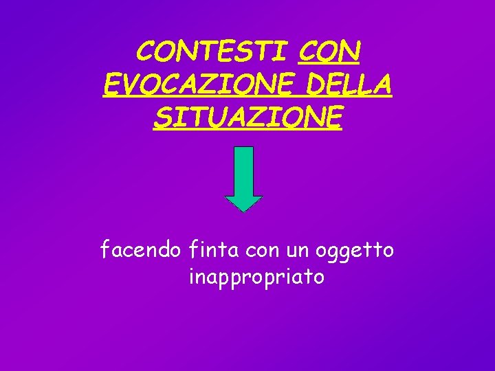 CONTESTI CON EVOCAZIONE DELLA SITUAZIONE facendo finta con un oggetto inappropriato 