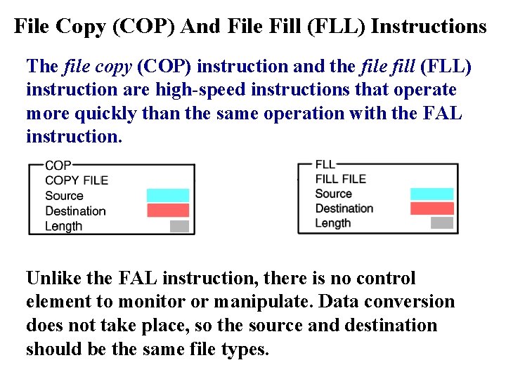 File Copy (COP) And File Fill (FLL) Instructions The file copy (COP) instruction and