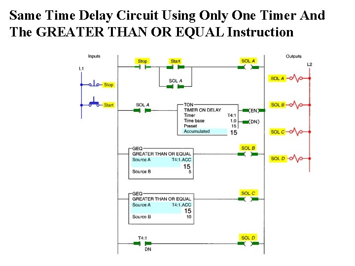 Same Time Delay Circuit Using Only One Timer And The GREATER THAN OR EQUAL