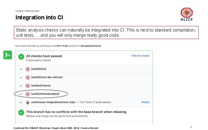 Integration into CI Static analysis checks can naturally be integrated into CI. This is