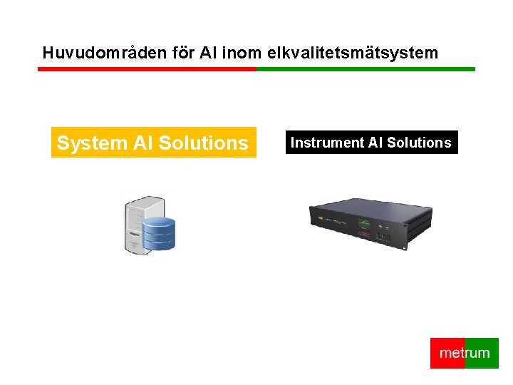 Huvudområden för AI inom elkvalitetsmätsystem System AI Solutions Instrument AI Solutions 