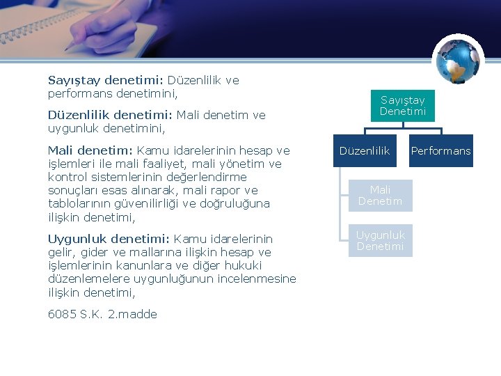 Sayıştay denetimi: Düzenlilik ve performans denetimini, Düzenlilik denetimi: Mali denetim ve uygunluk denetimini, Mali