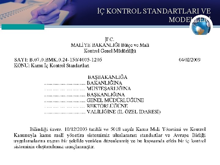 İÇ KONTROL STANDARTLARI VE MODELLERİ 