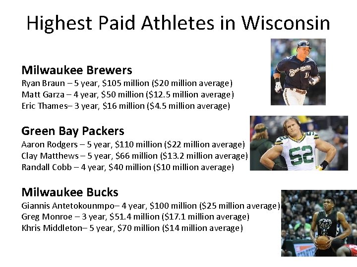 Highest Paid Athletes in Wisconsin Milwaukee Brewers Ryan Braun – 5 year, $105 million